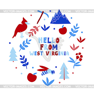 USA collection. Hello of West Virginia theme. - vector image