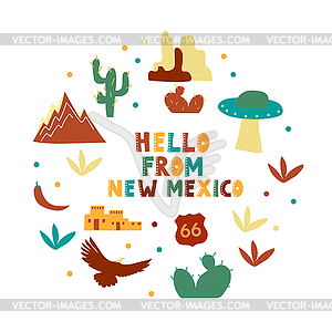 USA collection. Hello of New Mexico theme. State - vector clipart