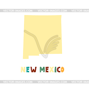 USA collection. Map of New Mexico - yellow - color vector clipart