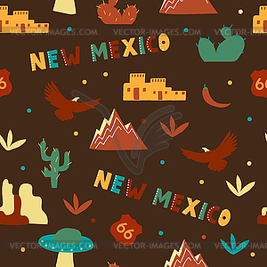 USA collection. New Mexico heme. State Symbols - vector clip art