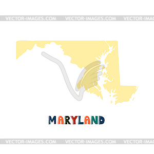 USA collection. Map of Maryland - yellow silhouette - vector clipart