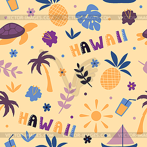 USA collection. Hawaii theme. State Symbols - vector image