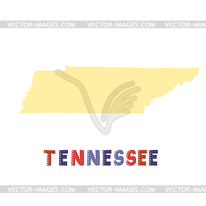 USA collection. Map of Tennessee - yellow silhouette - vector clip art