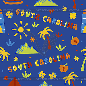 USA collection. South Carolina theme. State Symbols - vector clipart