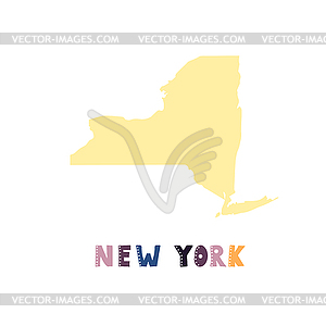 USA collection. Map of New York - yellow silhouette - vector image