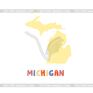USA collection. Map of Michigan - yellow silhouette - vector clipart / vector image