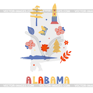 USA map collection. State symbols on gray state - vector clip art