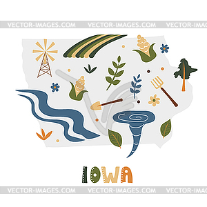 USA map collection. State symbols on gray state - vector clipart / vector image