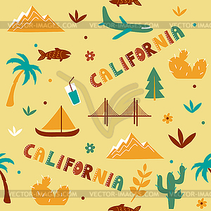 USA collection. California theme. State Symbols - vector clipart