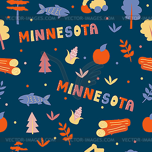 USA collection. Minnesota theme. State Symbols - vector image