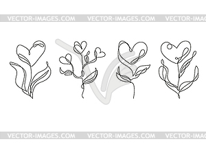 Continuous line drawing. One line flower in shape o - vector clip art