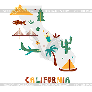 USA map collection. State symbols on gray state - vector clipart