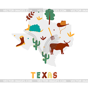 USA map collection. State symbols on gray state - vector clipart