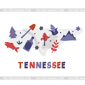 USA map collection. State symbols on gray state - vector clip art