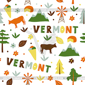 USA collection. Vermont theme. State Symbols - vector clip art