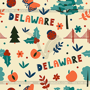 USA collection. Delaware theme. State Symbols - vector image