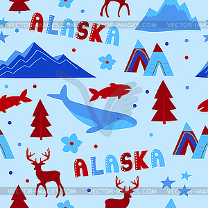 USA collection. Alaska theme. State Symbols - vector clip art