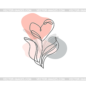 Continuous line drawing. One line flower in shape o - color vector clipart