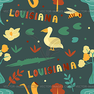 USA collection. Louisiana theme. State Symbols - vector clip art