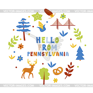 USA collection. Hello of Pennsylvania theme. State - vector clip art