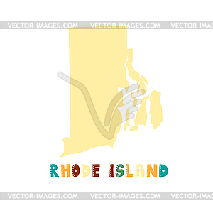 USA collection. Map of Rhode Island - yellow - vector image