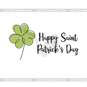 - Typographic Saint Patrick Day Card with clover - vector clip art