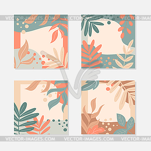 Set of square postcards in pastel colors. Autumn - vector clipart