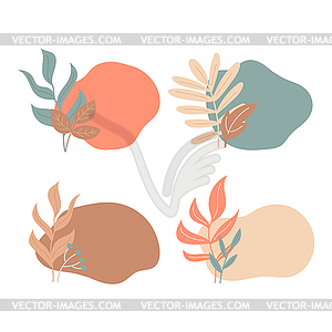 Abstract spot and autumn leaves in pastel colors. - vector clip art