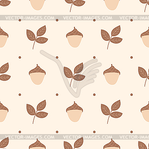 Minimalistic pattern in beige tones - acorn and - vector image