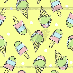Бесшовный фон из цветного мороженого для дизайна - графика в векторе
