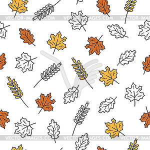 Colored and black and white icons of leaves - - vector image