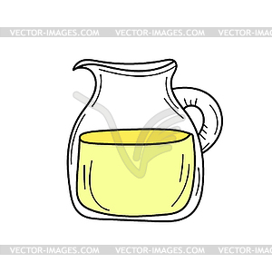 Yellow lemonade in glass jag. Fresh summer drink - vector clip art