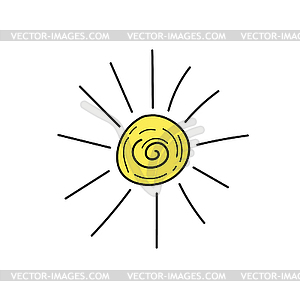 Sketch of sun. . Sun doodle. Simple icon - vector image