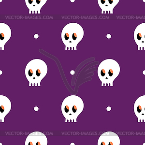 Pattern of skull. Skulls on purple background. - vector clip art