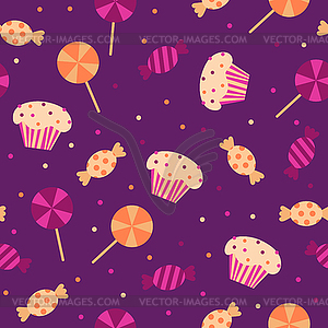 Seamless pattern background of halloween candies - vector image