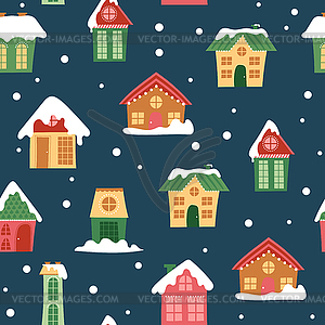 Seamless pattern with decorative colorful houses - vector clipart
