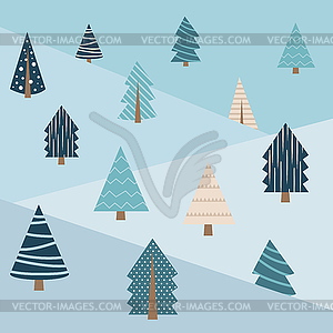 Pine trees with snow. Season concept - vector image