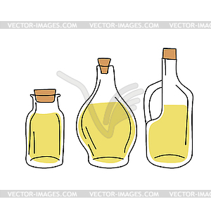 Sketch - collection of olive oil bottles. Design - stock vector clipart