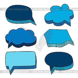 Speech bubbles doodle set. Hand-drawn style - royalty-free vector image