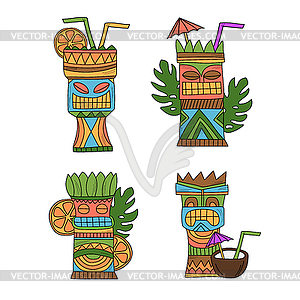 Tiki cocktails - set - vector clipart