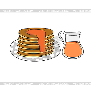 Pancakes with maple syrup,  - vector clipart