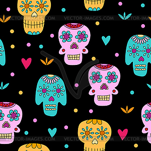 Sugar skull - seamless pattern. Day of Dead concept - vector image