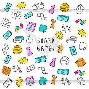 Board games text banner. Colorful cartoon style  - vector clip art