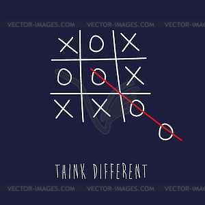 Tic Tac Toe- think different - Think outside box - vector clipart