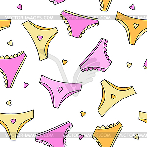Seamless pattern with cute panties. Positive - vector image