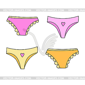 Panties. Set of four types of women underwear - pin - royalty-free vector image