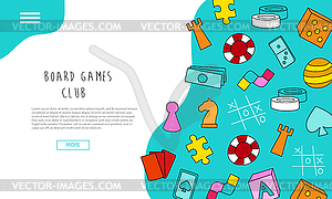 Board games club - text banners. landing page - - vector clip art