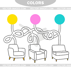 Pick color and paint chair right color. Coloring - vector clipart