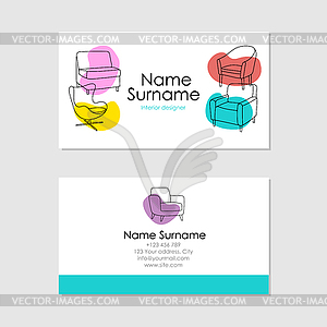 Interior designer - simple business card template i - vector clip art