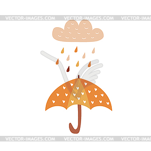 Background with rain drops and umbrella. Autumn - vector clipart